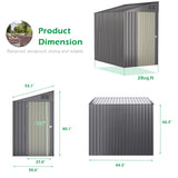 AECOJOY 4' x 6' Lean to Shed, Small Metal Outdoor Storage Shed, Wall Side Sheds & Outdoor Storage Cabinet Clearance, Bike Shed for Garden, Backyard and Outdoor Use in Dark Grey AECOJOY