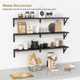 Forbena Floating Shelves 36 Inches Long 8 in Deep Set of 3, Large Wall Shelf for Bedroom Books, Heavy Duty Wide Wall Shelving for Closet Organizers and Storage, Living Room, Library (Black) Forbena