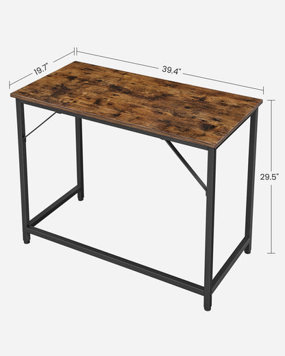 VASAGLE Computer Desk, Gaming Desk, Home Office Desk, for Small Spaces, 19.7 x 39.4 x 29.5 Inches, Industrial Style, Metal Frame, Rustic Brown and Black ULWD41X - WoodArtSupply