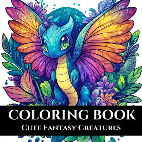 Cute Fantasy Creatures: Coloring Book for Adults and Teens: Coloring Your Own Kawaii Fantasy Creatures for Relaxation and Stress Relief WoodArtSupply