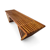 Mega Casa Outdoor Wooden Bench with Weatherproof Cushion, Solid Fir Wood, Coating with Wood Varnish, 3-Seater, for Patio, Porch, Yard, Garden, 62.8 inches (Teak Tone) Mega Casa