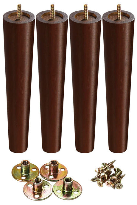 12 Inch Furniture Legs, Round Solid Wood Chair Legs Bench Leg, Mid Century Modern Replacement Table Legs for Home DIY Projects TV Cabinet, Ottoman, Dresser, Armchair, Cabinet（Set of 4 Walnut Color） GOSCHE