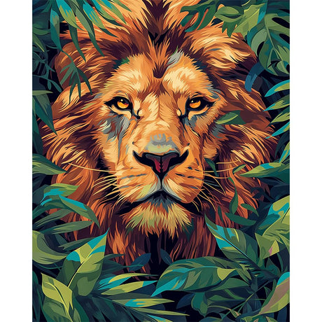 Natuyalo Paint by Numbers Kit for Adults Beginners, 16x20 Inch Canvas Painting by Number Drawing Paintwork with 3 Pcs Paintbrushes Acrylic Pigment, Lion in The Jungle Natuyalo