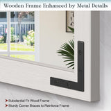 Mestikits Farmhouse Mirror 41x26 Inch, White Rustic Bathroom Mirror, Vanity Wood Framed Rectangular Wall Decor Mirrors for Entryway, Living Room, Bedroom Mestikits