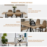 WIIS' IDEA Modern Dining Table Set for 4,Rectangular Solid Wood Dining Table for 4 People,Metal Base and Legs,Suitable for Living Room,Dining Room,Kitchen（55" Dining Table+4 Brown Dining Chairs） WIIS' IDEA