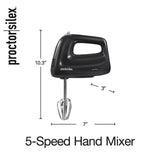 Proctor Silex Easy Mix 5-Speed Electric Hand Mixer with Bowl Rest, Compact and Lightweight, 100 Watts of Peak Power, Black (62511) Proctor Silex