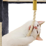 Yaheetech XL Cat Tree, 72in Multi-Level Cat Tower with 2 Cozy Caves, 3 Soft Perches, Scratching Posts, Board, and Dangling Ball, Cat Furniture Cat Play House Kittens, Dark Gray Yaheetech