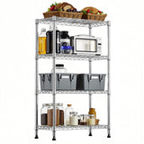 MATONELL 1000 lbs Capacity Heavy Duty 4-Tier Steel Shelving Unit - Adjustable Chrome Wire Rack Storage Shelf for Home Kitchen Office Garage Gym 13.7" D x 29.5" W x 47.2" H (Chrome) MATONELL