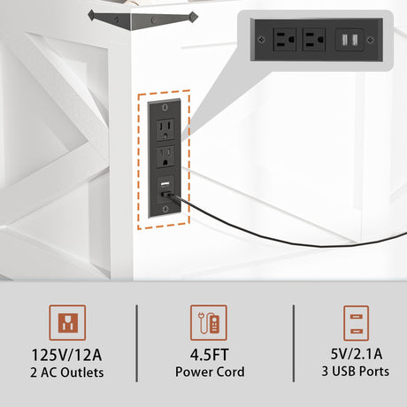 Dutsalrun Lift-Up Coffee Table with LED Storage and Charging Station | Farmhouse Square Lift-Up Table | Living Room Bench with Hidden Storage Dutsalrun