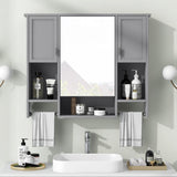 Virubi Bathroom Medicine Cabinet, Wall Mounted Bathroom Storage Cabinet with Mirror, Open Shelf, Side Cabinet and Towel Bar, Over The Toilet Mirrored Cabinet, 35" W x 28.7" H Virubi