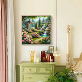 AIBOERL Garden Landscape Diamond Art Kits for Adults,Garden 5D Diamond Painting Kits for Adults Beginners,DIY Full Round Drill Diamond Dot Painting Gem Art Kits for Adult, Home Wall Decor 14x14Inch AIBOERL