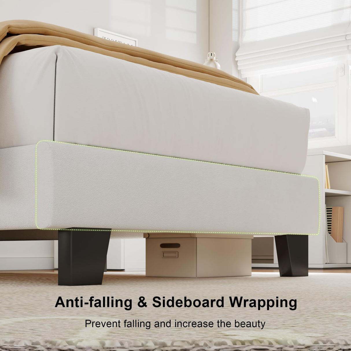 Feonase Velvet Twin Platform Bed Frame with Button Tufted Headboard, Upholstered Bed with Wooden Slats Support, No Box Spring Needed, Easy Assembly, Noise-Free, White Feonase