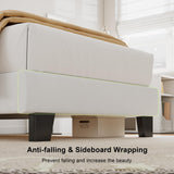 Feonase Velvet Twin Platform Bed Frame with Button Tufted Headboard, Upholstered Bed with Wooden Slats Support, No Box Spring Needed, Easy Assembly, Noise-Free, White Feonase