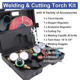 Cutting Torch Set Oxy Acetylene Torch Kit,Portable Gas Cutting Torch and Welding Kit with Acetylene Oxygen Gas Regulator Welding Hose Welding Glasses Storage Case (#22557) iMeshbean