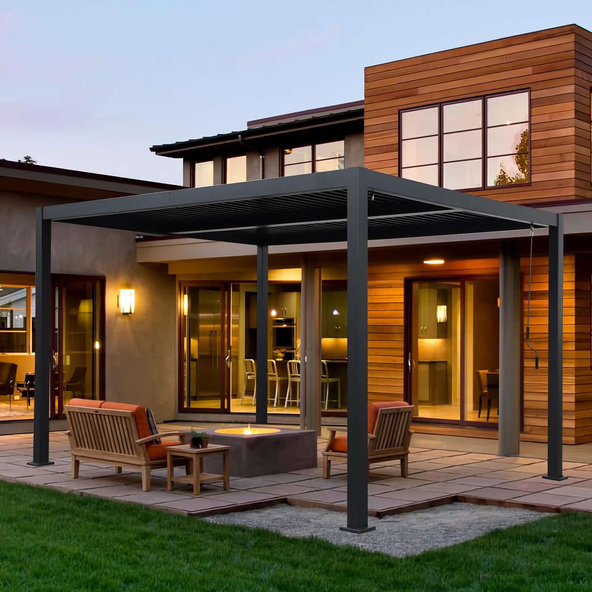 LVUYOYO Outdoor Louvered Pergola 10' x 13', Aluminum Patio Pergola with Adjustable Roof, Sun Shade Shelter Metal Gazebo for Backyard, Garden, Deck(Black) LVUYOYO