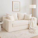 Convertible Sofa Bed, 3 in 1 Loveseat Folding Couch Bed Foldable - Chaise Lounge Chair & Floor Futon Sleeper, Corduroy Pull Out Sofa Bed with 4 Pillows for Living Room, Beige cidludto