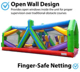 Retro Radical Run Inflatable Obstacle Course, Extreme Unit #2, 30' L x 11' W x 12' H, Commercial Grade Interactive Bounce House, Includes Blower and Stakes TentandTable