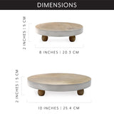 AuldHome Farmhouse Round Wooden Risers (Set of 2, White Trim), Rustic Decorative Risers for Display with Natural Mango Wood and Enamel Trim AuldHome Design