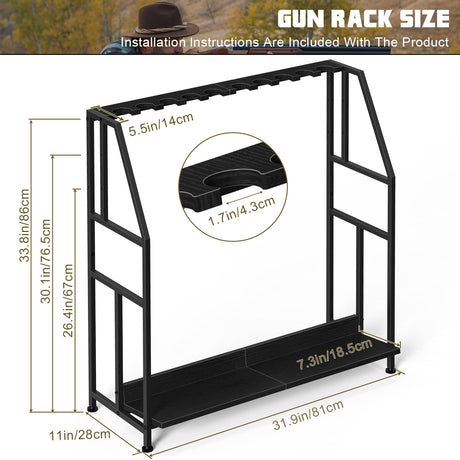 Gun Racks,Wooden Indoor Rifle Racks,Floor Standing Shotgun Rack Indoor, Gun Display Rack Storage Holder for Home or Garage Gun Storage Black - Holds up to 10 Long Guns Shinoske