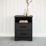 Prepac 2 Drawer Nightstand, 16.25in x 18.75in x 24.5in, Rustic Black Prepac