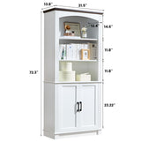 White 5 Tier Book Shelf and Bookshelf with Storage Cabinet Doors, 72 Inch Tall Bookcase, Wooden Cube Storage Organizer, Kids Bookshelf, Display Cabinet for Bedroom Furniture, Living Room, Pantry LIDYUK