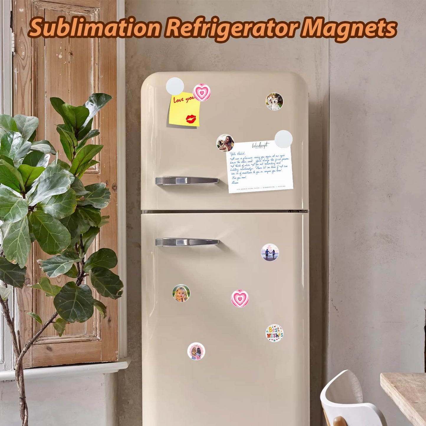 ZYNERY 34 PCS Sublimation Magnet Blanks, Sublimation Blank Fridge Magnets Printable Photos, Personalized Custom Magnets for Refrigerator Decoration, Kitchen, Office, Wall (Round Diam 5.5cm)