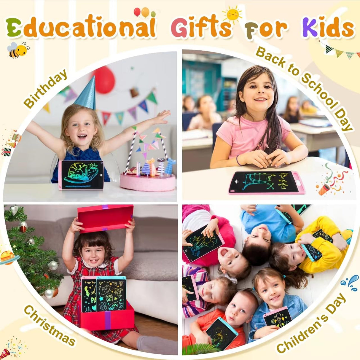 2 Pack LCD Writing Tablet, Electronic Drawing Writing Board, Erasable Drawing Doodle Board, Doodle Pad Toys for Kids Adults Learning & Education, 8.5IN(Blue+Pink) SUNLU