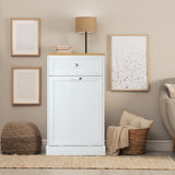 GAZHOME Tilt Out Trash Cabinet, Wooden Free Standing Trash Cabinet,Recycling Cabinet with Hideaway Drawer,10 Gallon Tilt Out Trash Cabinet Kitchen(White) GAZHOME