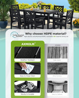AXMOLM 12 Piece HDPE Outdoor Dining Set for 10, Patio HDPE Furniture Set with 2 Table and Umbrella Hole, Outdoor Table and Chairs for Garden, Poolside, Backyard, Deck AXMOLM