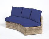 LUXOAK Patio Furniture Sets, 3 Piece Half-Moon Sectional Round Sofa Set, Outdoor Patio Furniture with Cushions for Beach, Pool, Balcony, Blue LUXOAK