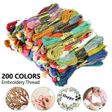 200 Color Embroidery Thread, Embroidery Floss Skeins Cotton Rainbow Color Cross Stitch Threads Sewing Craft Supplies Palettes Bracelets Floss 8m for Friendship Bracelets DIY Crafts DNAMYJME