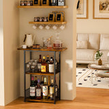 Eyteenokk Floor Standing Freestanding Whiskey Rack: 3 Tier Wine Rack Mini Bar Table Corner Wine Bottle Display Stand Liquor Cabinet Bar, for Bottles,Cocktail Shaker,Mugs Eyteenokk
