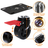 3” Furniture Casters Wheels Heavy Duty - Load 1200lbs，Plate Caster with Brakes，Glide Quietly and Protect Floor，360° Swivel Casters Set of 4 for Cart, Table and Workbench Apllamo