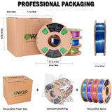 OVV3D 3D Printer Filament, Tri-Colors PLA Filament 1.75mm, Coextrusion Silk PLA Filament, Rainbow PLA Filament with Silk PLA Blue-Green-Orange, 3D Printing Filament +/-0.02mm, 1kg/2.2lbs OVVNYXE