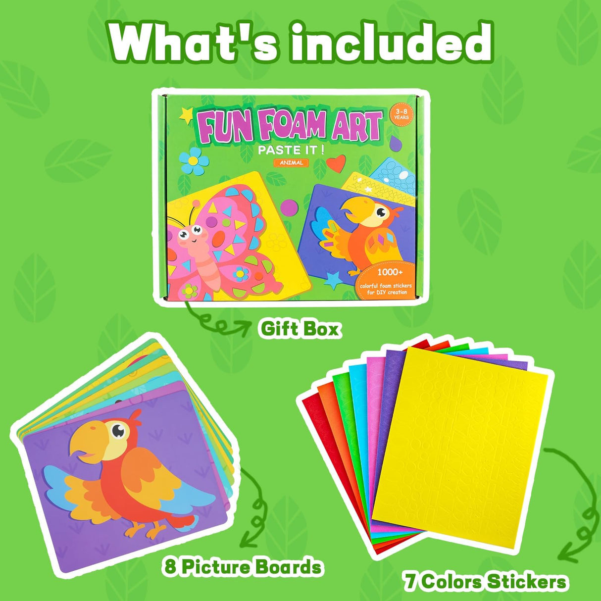 AluAbi Foam Stickers Art Craft Activity for Kids, No Mess Fun 3D Foam Sticker,DIY Felt Craft Kits, Creative Educational Learning Toy,Travel Game Gifts for Boys & Girls Ages 3 4 5 6 7 8 (Animal) AluAbi