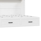Ball & Cast Queen Murphy Bed with Charging Station,Farmhouse Murphy Cabinet with Large Storage Drawer,Hideaway Bed Foldable Platform Bed for Guest Room, Apartment, White Ball & Cast