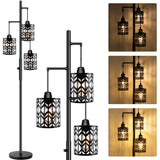 ROTTOGOON Dimmable Floor Lamp, Industrial Standing Floor lamp for Living Room, Tall Farmhouse Rustic lamp with 3 LED Bulbs, Tree Floor Lamp for Bedrooms, Living Room, Home Office, Metal, Black, 68" ROTTOGOON