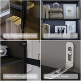 Bobve 5-Tier Elegant Glass Display Cabinet with 4 Doors for Collectibles and Books, 78.7" Tall Bobve