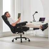 Gzagdecr Big and Tall Office Chair 400lbs,PU Leather High Back Gaming Chair with Foot Rest, Reclining Chair Executive Ergonomic Office Chair Lumbar Support Computer Chair Adjustable Armrests (Black) Gzagdecr