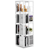 Rengue Rotating Bookshelf, 4-Tier 360 Revolving Bookcase Spinning Bookshelf Square Corner Bookshelf Organizer Storage Rack for Small Space,Bedroom, Study Room, White Rengue