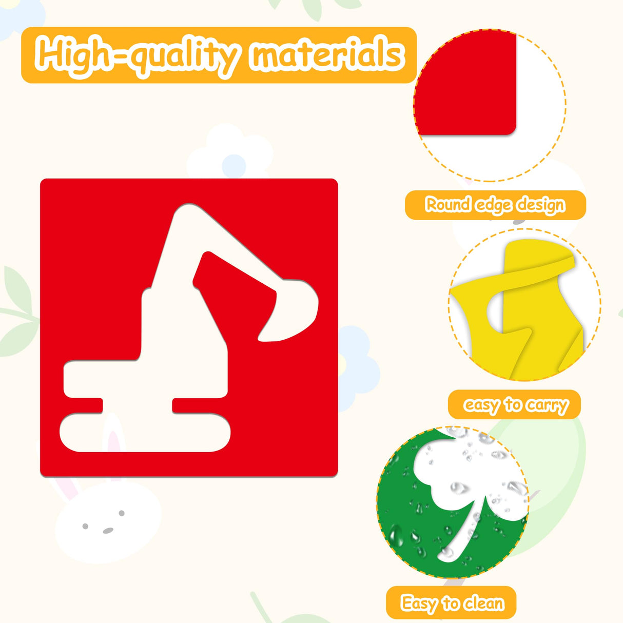 24 Piece Stencils for Kids Stencils for Painting Sidewalk Chalk Stencil Outdoor Garden Themed Stencil Kids Style Collection-5in TMTECHJS