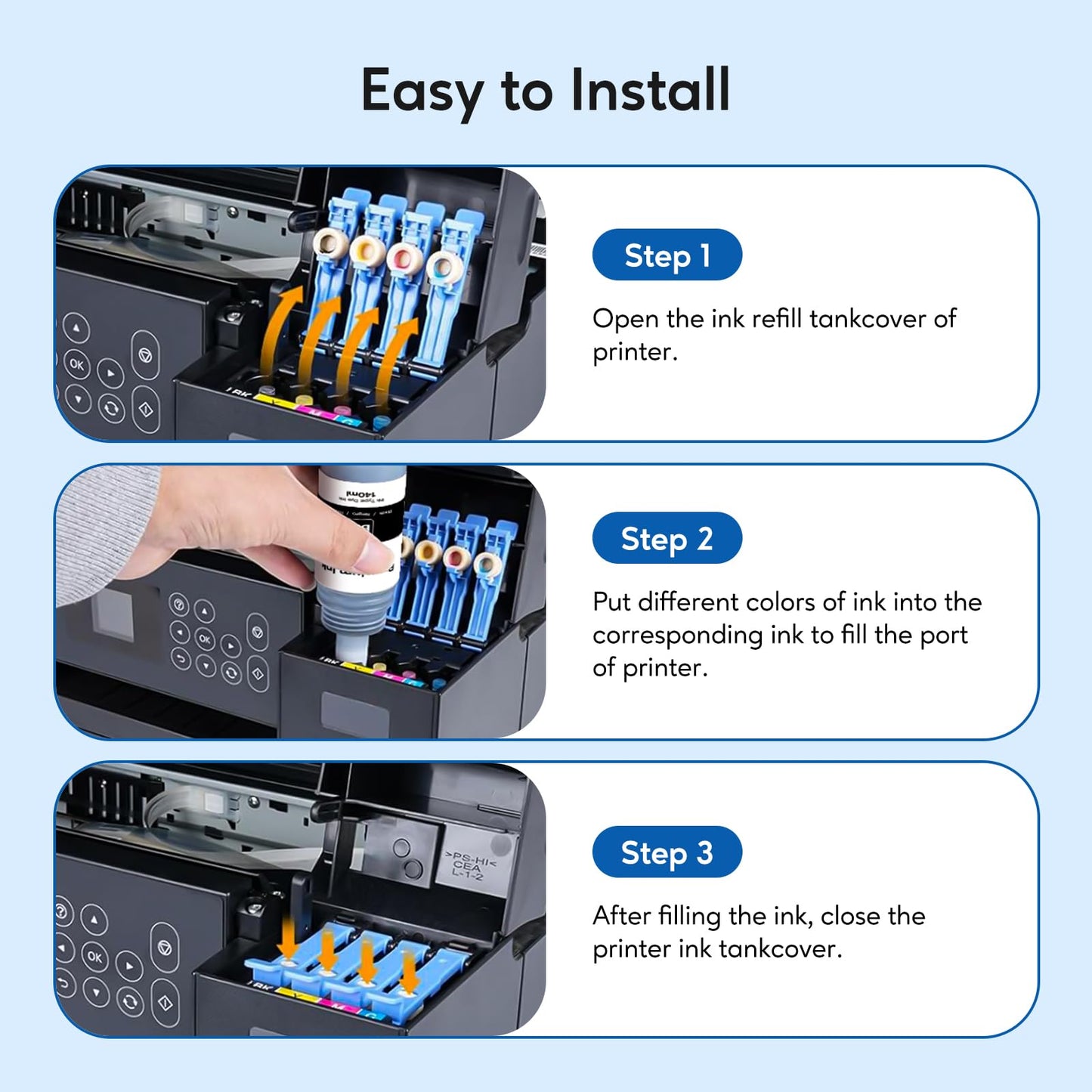 522 High Capacity Refill Ink Bottles Replacement for Epson 522 Ink Refill Bottles to Use with EPSON ET-2803 ET-4700 ET-2400 ET-4810 ET-2800 ET-2720 ET-4800 Printer (5 Packs)