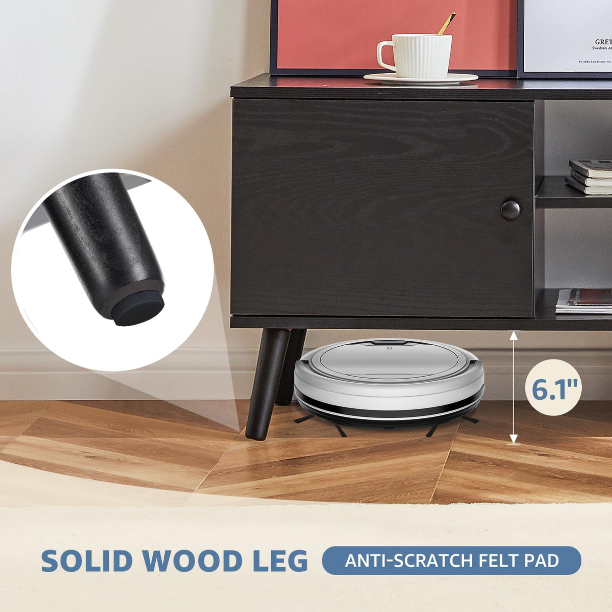 DUMOS TV Stand for 55 60 inch TV, Entertainment Center with Storage Cabinet, Mid Century Modern Media Console Table, Adjustable Hinge, Wooden Television Furniture for Living Room, Office DUMOS