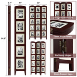 SZQINJI 3 Panel Photo Room Divider Screen, Solid Wood Divider for Room Separation for 8x10 Picture Frame Without Mat for 5x7 Photo with Mat, Walnut SZQINJI