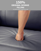 22 in Leather Recliner Chair for Adults, Overstuffed Manual Recliner Chair, Single Sofa with Cup Holder and Side Pockets, Upholstered Chair for Living Rooms, Gray GarveeHome