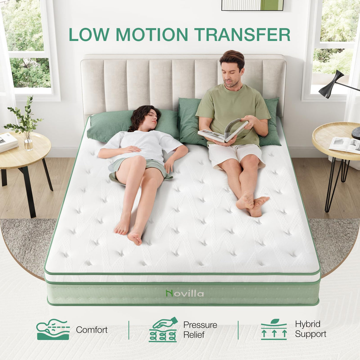 Novilla 10 Inch King Size Mattress, Medium Firm Hybrid Mattress with Certified Safe Foam & Individually Wrapped Pocket Coils Innerspring for Cozy Sleep, Motion Isolation Novilla