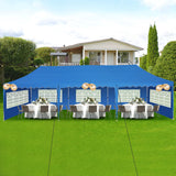 HOTEEL Party Tent 10x30 Pop Up Canopy Tent with 8 Sidewalls, Wheeled Bag, 4 Weight Bags, Easy Setup Outdoor Tent for Backyard Party with Extra Height, Waterproof UPF50+ Event Tent for Patio, Blue Hoteel