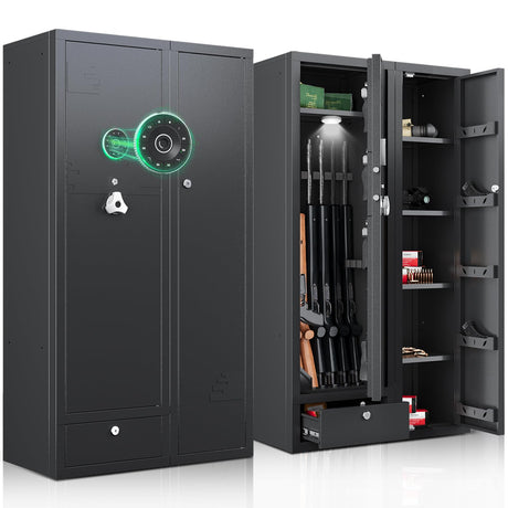 KAER 15-18 Gun Safe,Gun Safes for Rifles and Pistols,Rifle Safe,Gun Cabinet,Gun Safes for Home,Gun Safe for Rifles with Digital Keypad,Drawer,Removable Shelf (Unassembled) KAER