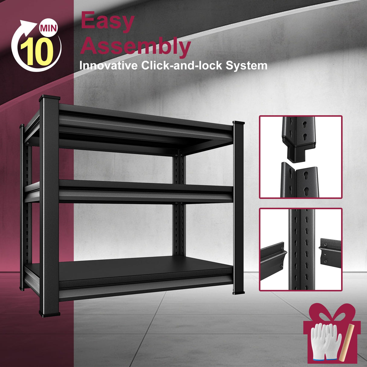 Huhaneon Garage Shelves Heavy Duty - 36''W 1,200Lbs Metal Adjustable Storage Shelving Rack Units for Warehouse Basement Pantry Kitchen 36" W x 16" D x 36" H 3 Tier Black Huhaneon