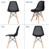 Giantex Set of 4 Modern Dining Chairs, Outdoor Indoor Shell PP Lounge Side Chairs with Mesh Design, Beech Wood Legs, Tulip Leisure Chairs, DSW Dining Chairs for Kitchen, Dining Room, Black Giantex